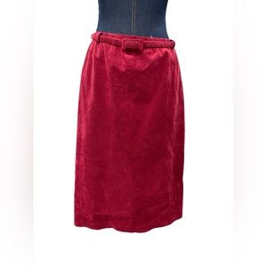 Vintage Nat Kaplan couture pink belted suede knee length skirt size 18